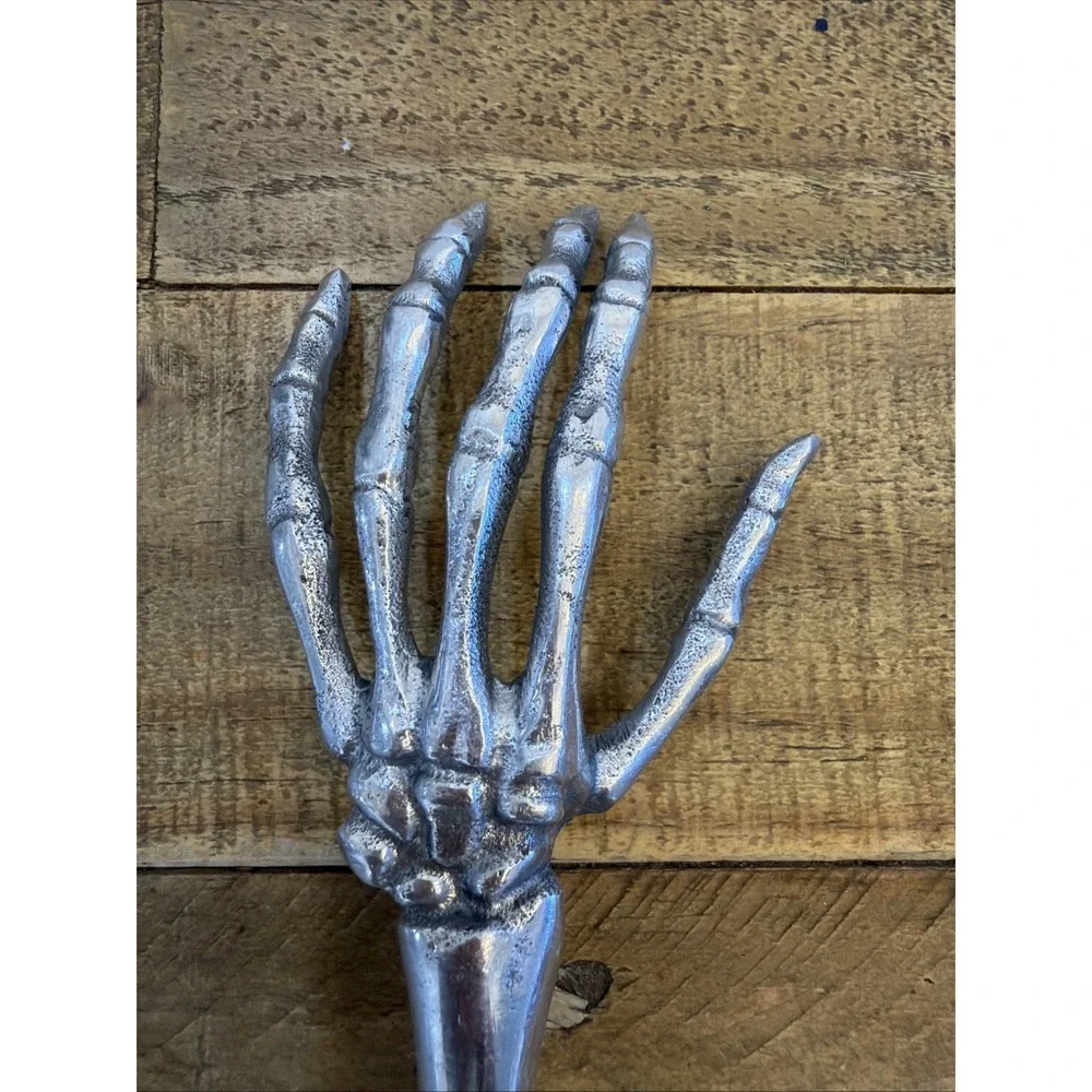Pottery Barn Skeleton Hands Serving Set Halloween - Metal Salad Servers